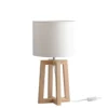 Lampada in Legno Lumetto da Tavolo con Paralume in Tessuto Bianco
