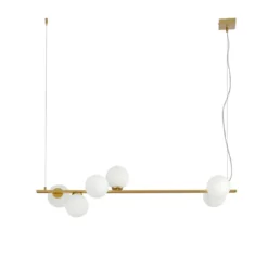 Lampada in Metallo Oro Elegante 6 Punti Luce Lampadario a Sospensione