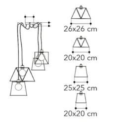 Lampadario a Sospensione in Metallo con 4 Punti Luce Moderno da Soffitto