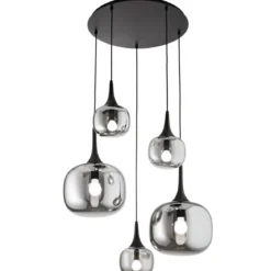 Lampadario a Sospensione in Vetro con 5 Punti Luce Elegante da Soffitto