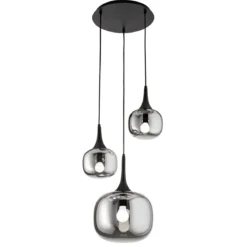 Lampadario con 3 Punti Luce a Sospensione in Vetro Elegante da Soffitto