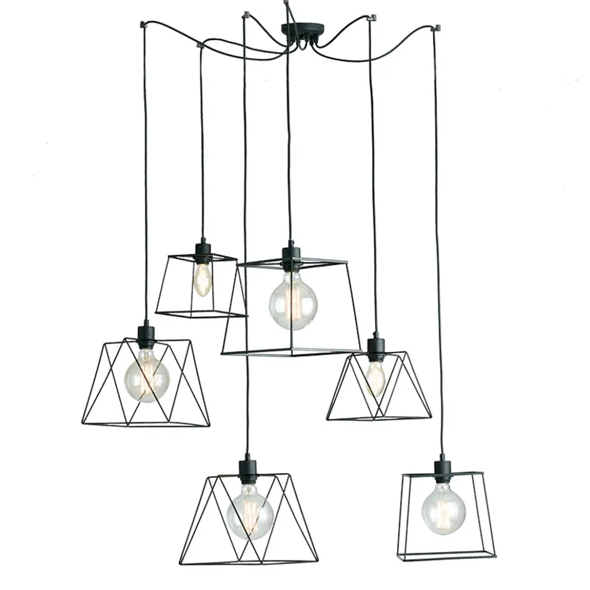 Lampadario con 6 Punti Luce Moderno da Soffitto a Sospensione in Metallo