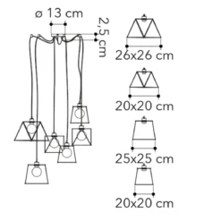 Lampadario con 6 Punti Luce Moderno da Soffitto a Sospensione in Metallo