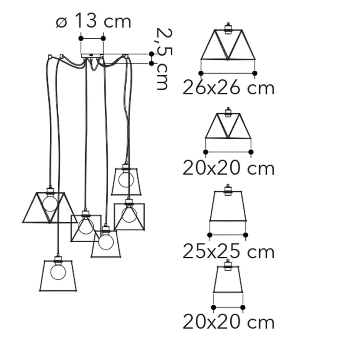 Lampadario con 6 Punti Luce Moderno da Soffitto a Sospensione in Metallo
