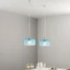 Lampadario da Interno a Sospensione Elegante Blu Luce in Vetro Soffiato
