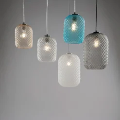 Lampadario Grigio Luce in Vetro a Sospensione Elegante da Interno
