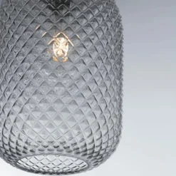 Lampadario Grigio Luce in Vetro a Sospensione Elegante da Interno