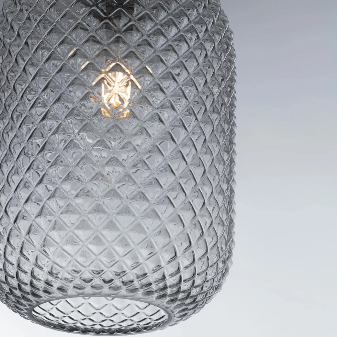 Lampadario Grigio Luce in Vetro a Sospensione Elegante da Interno