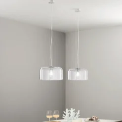 Lampadario Punto Luce in Vetro Soffiato da Interno a Sospensione Elegante