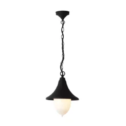 Lanterna a Sospensione per Esterno Moderna Lampada Nera in Metallo Lampadario