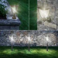 Lanterna Solare 3 in 1 LED 100 Luce Calda Muro Parete Picchetto Esterno