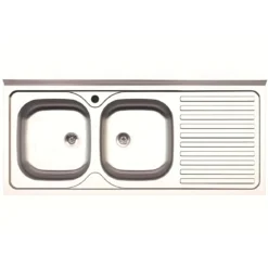 Lavandino da Cucina Appoggio 120x50 cm Lavello 2 vasche Gocciolatoio Destro
