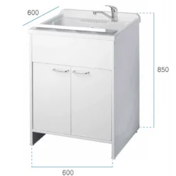 Lavandino Lavatoio per Esterno con Mobiletto 60x60 Pilozzo in Resina