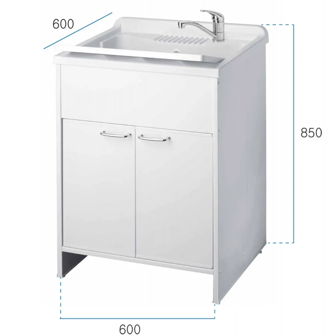 Lavandino Lavatoio per Esterno con Mobiletto 60x60 Pilozzo in Resina
