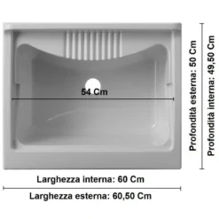 Lavandino per Esterno 60x50 Lavatoio con Mobile in Resina da Terrazzo Lavanderia