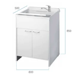 Lavandino per Esterno 60x50 Lavatoio con Mobile in Resina da Terrazzo Lavanderia