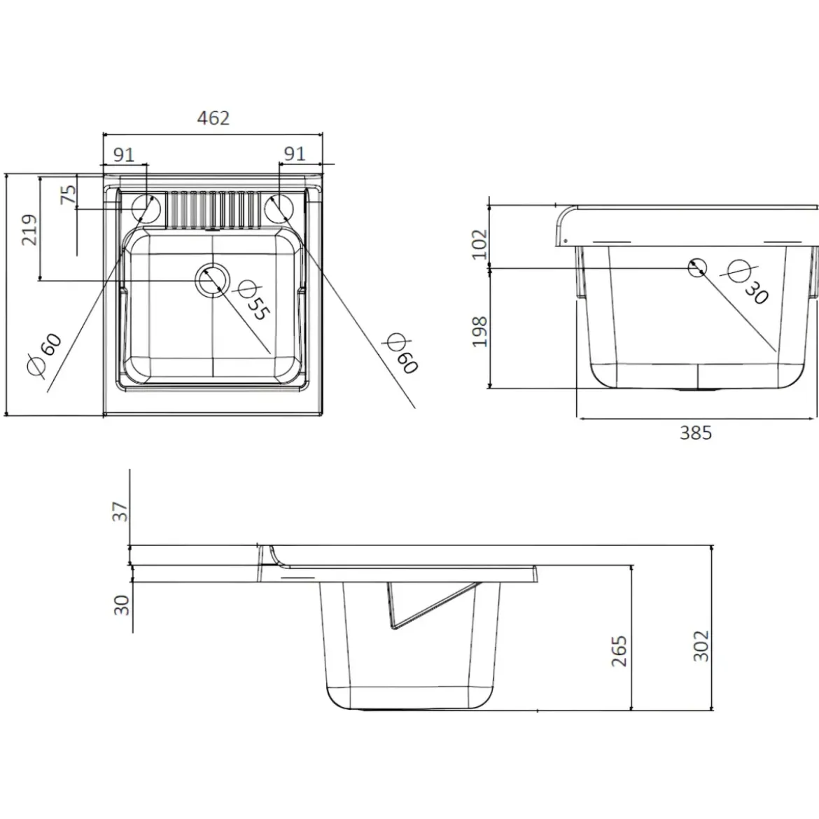 Lavatoio Bianco 1 Anta 45x50x85 cm Vasca PP e Asse in Resina