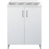 Lavatoio Bianco 2 Ante 45x50x85 cm Vasca PP e Asse in Resina