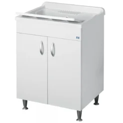 Lavatoio con Mobiletto in Legno da Interno Lavanderia 60x50 Lavandino Pilozzo