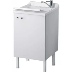 Lavatoio con Mobiletto 50x50 cm in Legno Pilozzo per Lavanderia da Interno