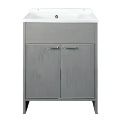 Lavatoio da Lavanderia in PVC con Vasca 58x38 cm Effetto Rovere Esterno