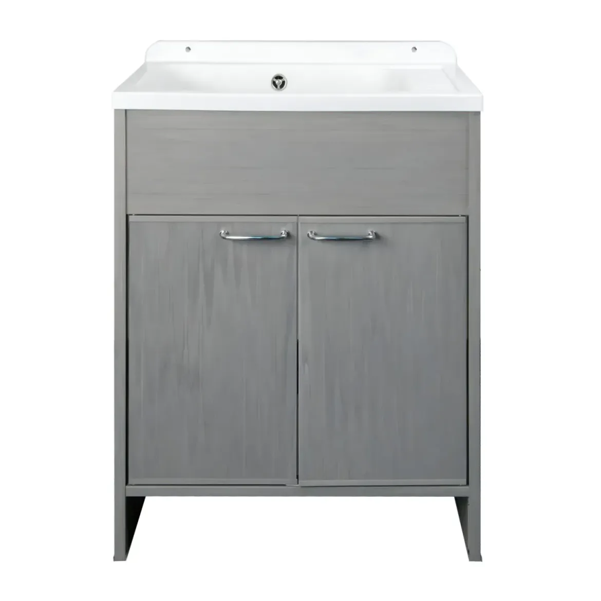 Lavatoio da Lavanderia in PVC con Vasca 58x38 cm Effetto Rovere Esterno