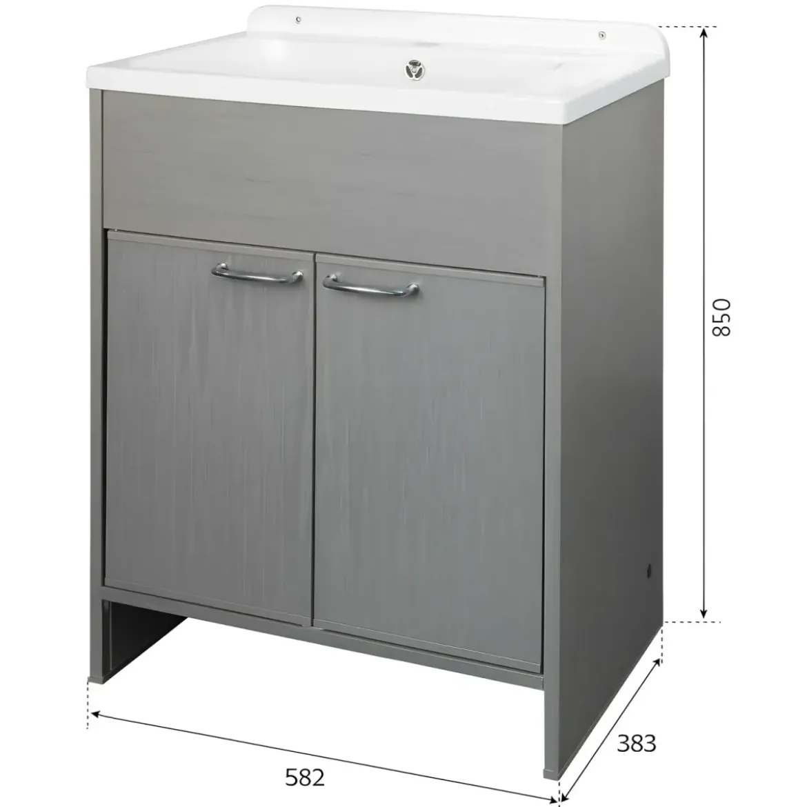 Lavatoio da Lavanderia in PVC con Vasca 58x38 cm Effetto Rovere Esterno
