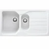 Lavello Cucina 2 Vasche con Gocciolatoio Reversibile Fragranite Bianco