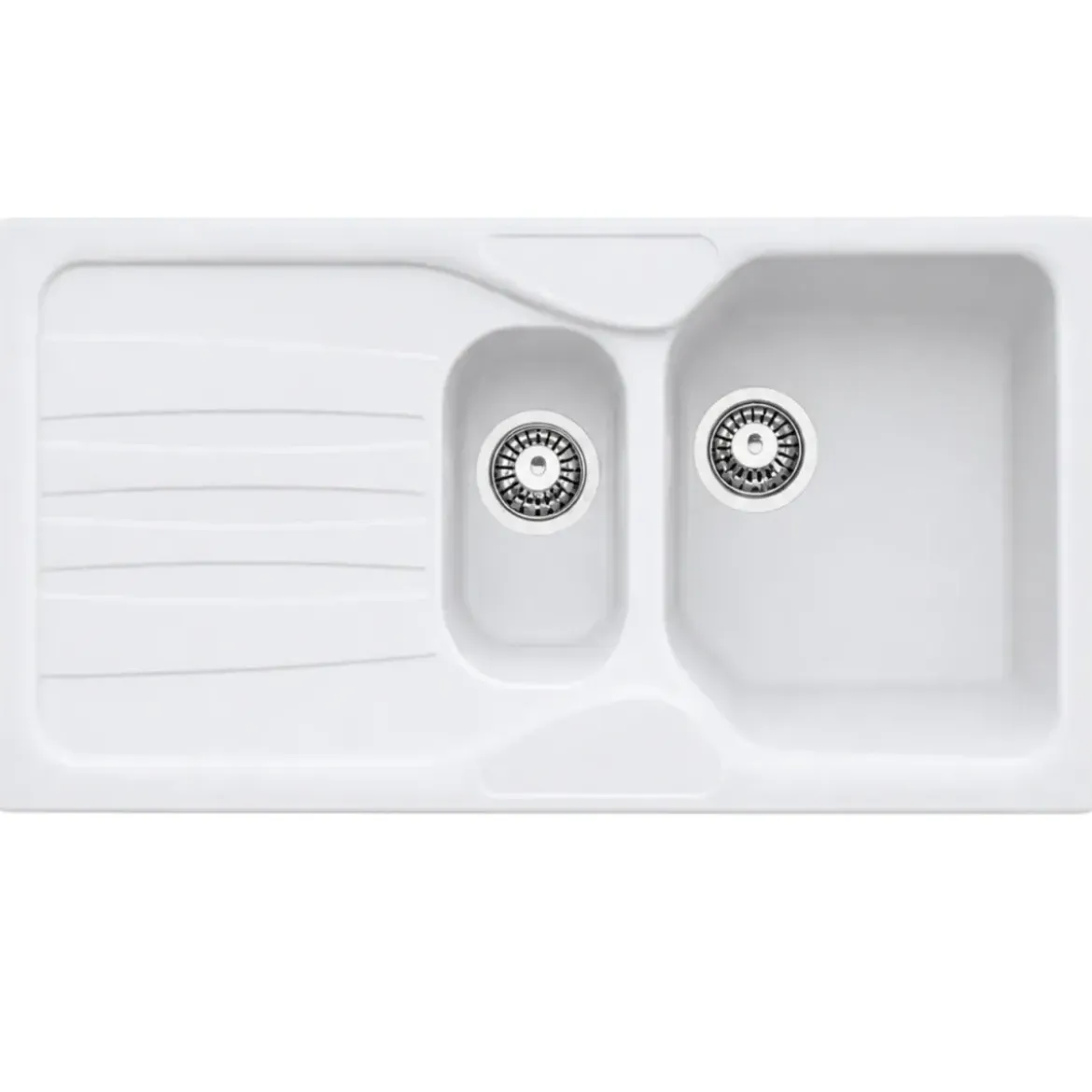 Lavello Cucina 2 Vasche con Gocciolatoio Reversibile Fragranite Bianco
