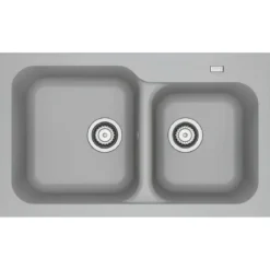 Lavello Cucina 2 Vasche da Incasso in Tectonite Grigio 83x50 cm