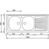 Lavello 2 Vasche con Gocciolatoio Destro Inox da Appoggio 120x50 cm
