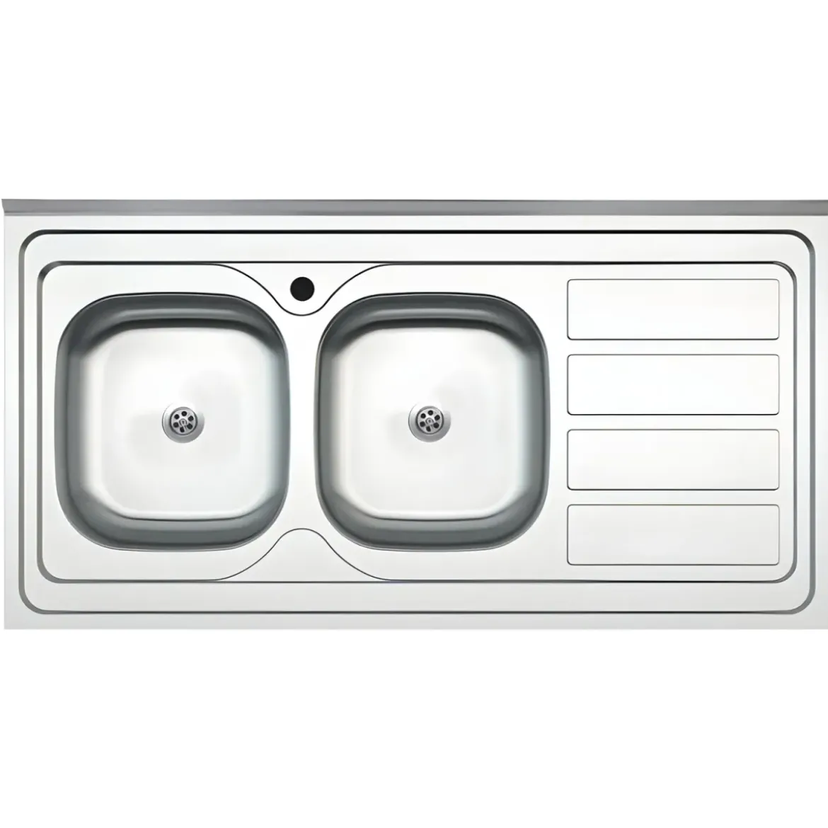 Lavello 2 Vasche con Gocciolatoio Destro Inox da Appoggio 120x60 cm