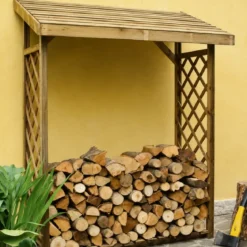 Legnaia con Griglia 162x60x20 5cm in Legno Abete Massello da Esterno