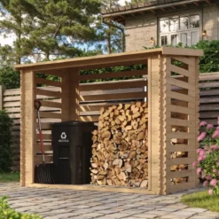 Legnaia da Esterno 228x130x199 cm Legno 19 mm Tetto Copertura Bituminosa