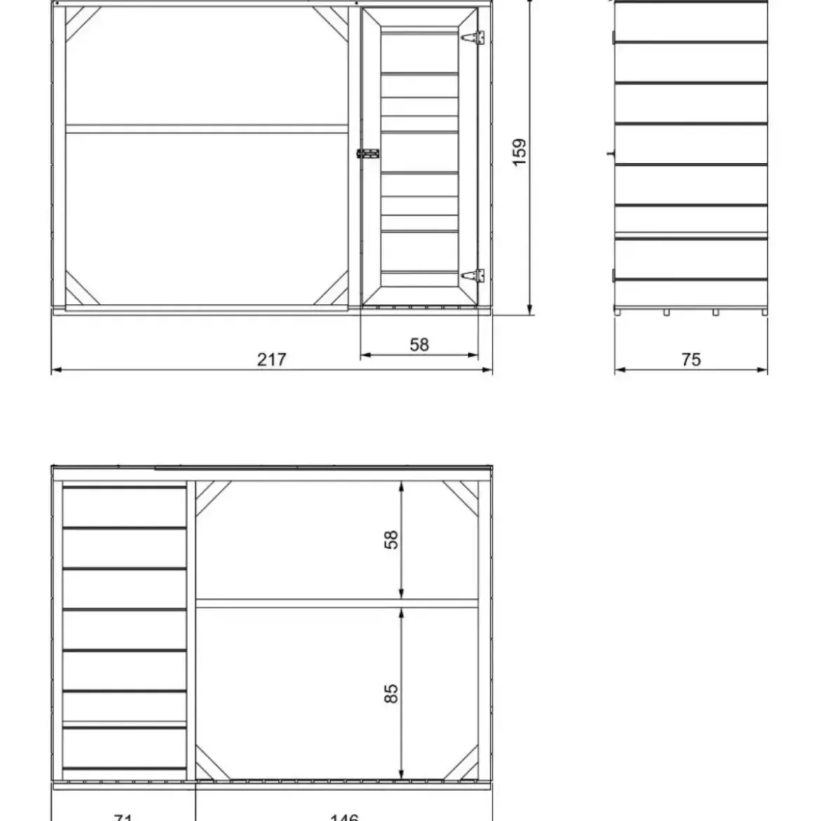 Legnaia da Esterno 217x75x159 cm Legno 10 mm Pavimento Impregnato