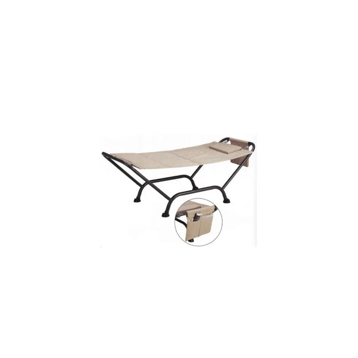 Lettino Amaca Struttura Acciaio Telo Max 120 kg Giardino Cuscino + Sacca Oggetti