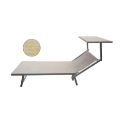 Lettino Mare Pieghevole Beige Leggero Alluminio Sole Stabilimento Spiaggia Prato
