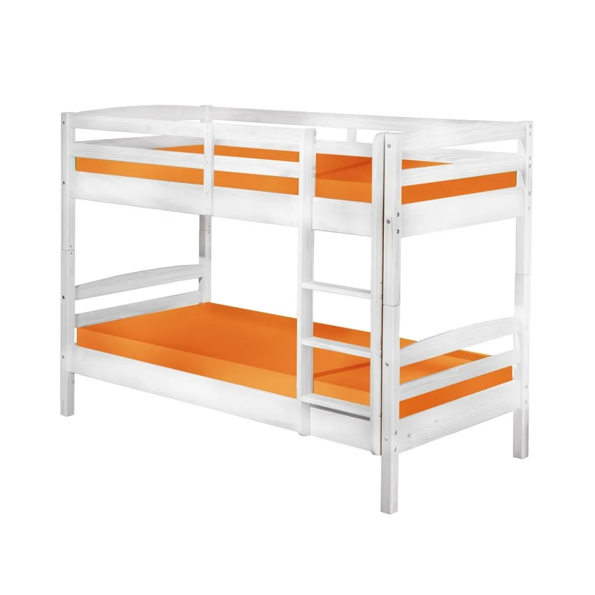 2 Letti Singoli a Doghe Castello 90x190 Bianco Pino Scala per Cameretta Bambini