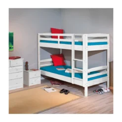 2 Letti Singoli a Doghe Castello 90x190 Bianco Pino Scala per Cameretta Bambini