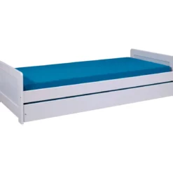 2 Letti Singoli 90x200 Bianco da Cameretta Secondo Estraibile Contenitore