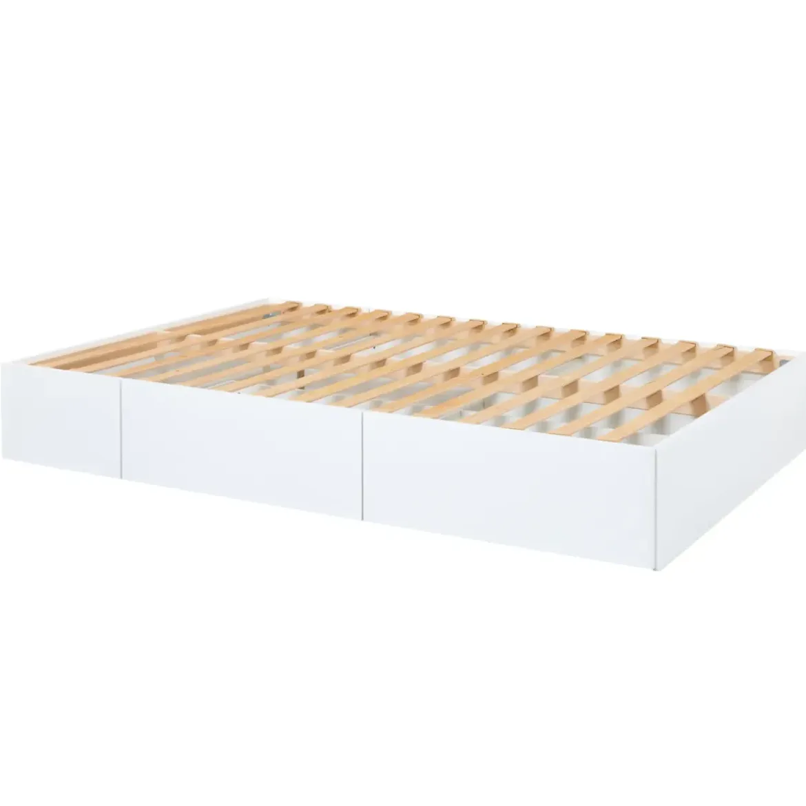 Letto alla Francese 140x200 cm Bianco con 4 Cassetti Rete a Doghe