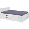 Letto alla Francese 140x200 cm in Legno Bianco con Cassetti Comodino