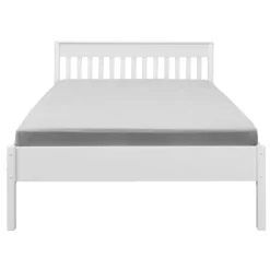 Letto alla Francese 140x200 cm in Pino Massello Bianco con Testiera