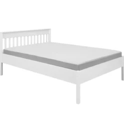 Letto alla Francese 140x200 cm in Pino Massello Bianco con Testiera