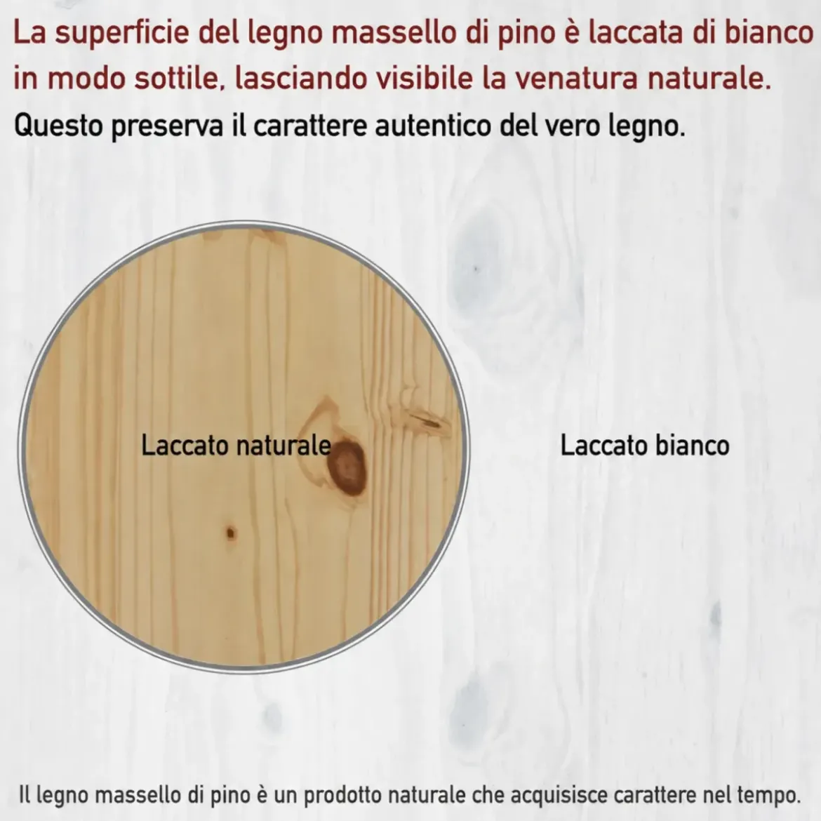Letto alla Francese 140x200 cm in Pino Massello Bianco con Testiera