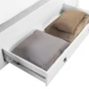 Letto alla Francese 140x200 cm Legno Bianco Grigio Cenere con Cassetto