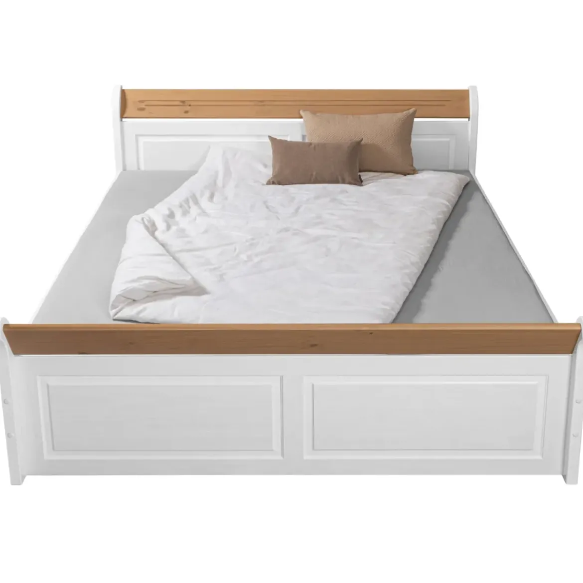 Letto alla Francese 180x200 Pino Massello Bianco Rovere con Cassetto