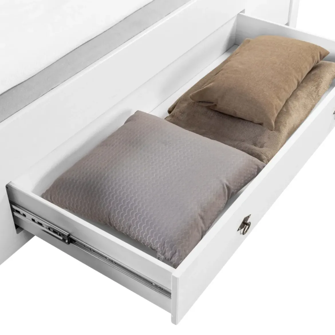Letto alla Francese 180x200 Pino Massello Bianco Rovere con Cassetto