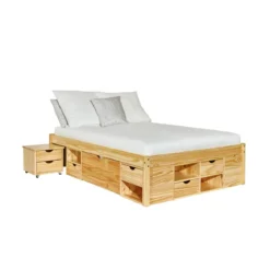 Letto alla Francese 140x200 Rete a Doghe con Cassetti 1 piazza e mezzo Camera
