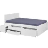 Letto Matrimoniale 180x200 cm in Pino Bianco con Cassetti Comodini